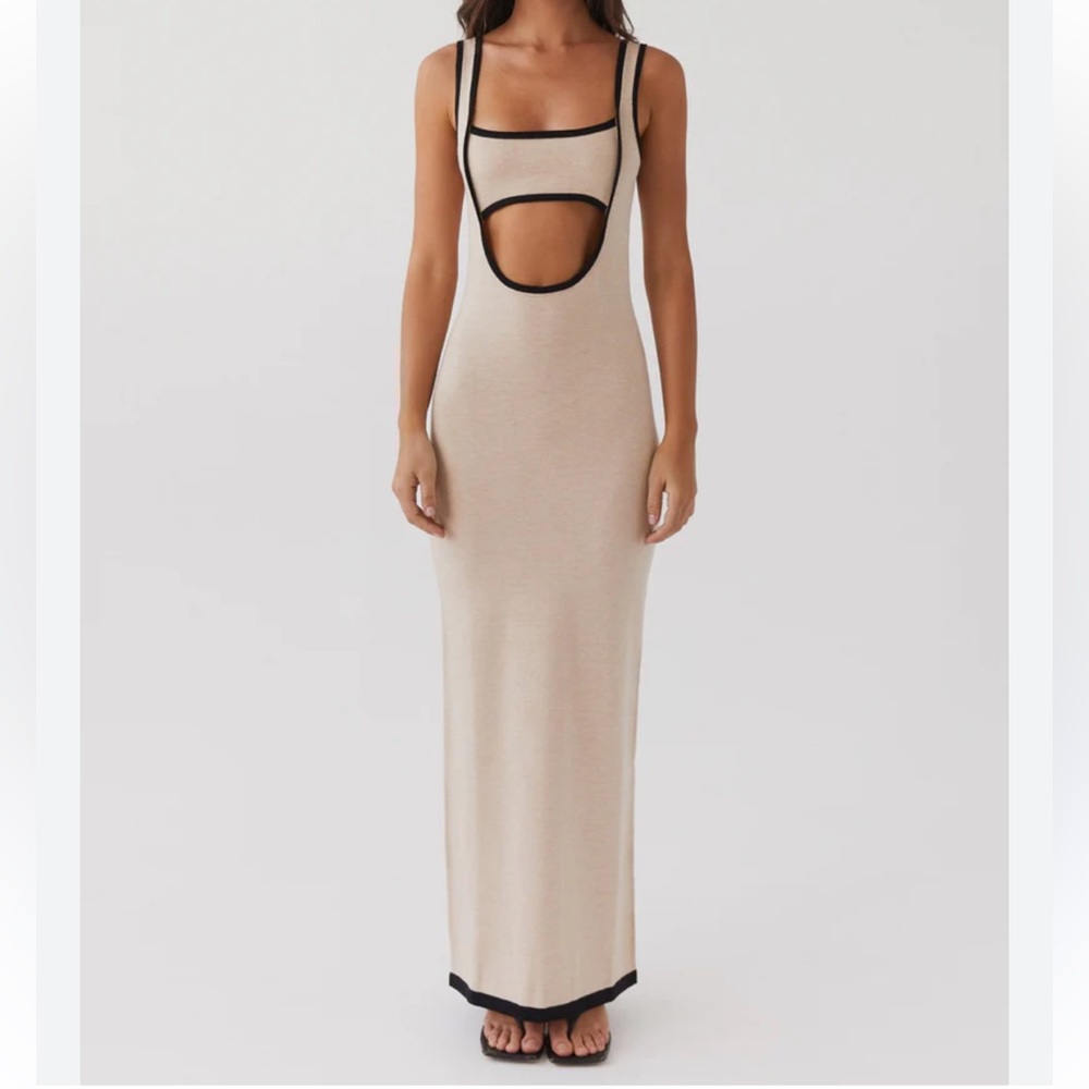 PEPPERMAYO Lost In Paris Knit Maxi Dress in Tapioca sz XS/S